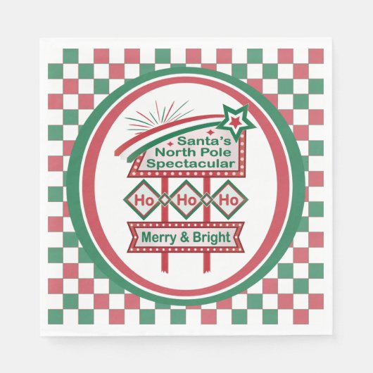 Santa's Retro Marquee - Ho Ho Ho Merry & Bright Serviette (Vorderseite)