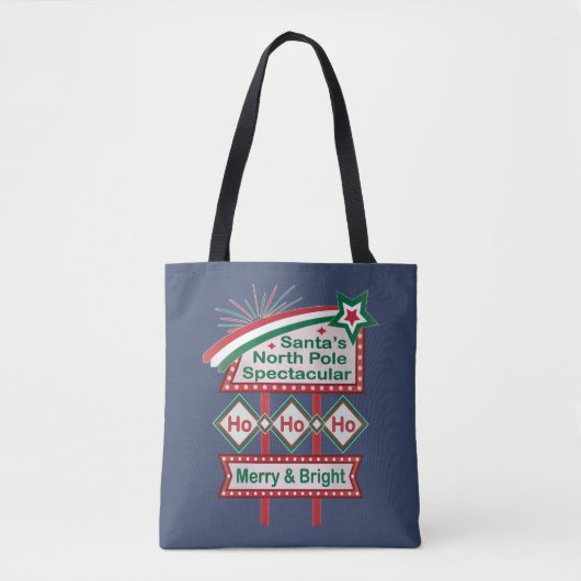 Santa's Retro Marquee - Ho Ho Ho Merry & Bright Tasche (Vorderseite)