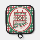 Santa's Retro Marquee - Ho Ho Ho Merry & Bright Topflappen (Vorderseite)