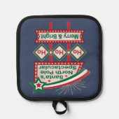 Santa's Retro Marquee - Ho Ho Ho Merry & Bright Topflappen (Vorderseite)