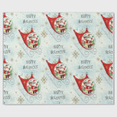 Santas Retro-Rotor-Schlitten Geschenkpapier (Flach)