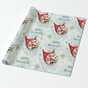 Santas Retro-Rotor-Schlitten Geschenkpapier