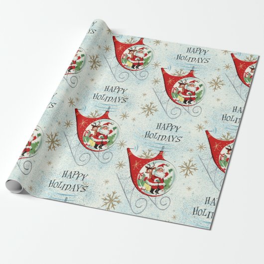 Santas Retro-Rotor-Schlitten Geschenkpapier (Ungerollt)