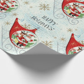 Santas Retro-Rotor-Schlitten Geschenkpapier (Ecke)