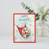 Santas Retro-Rotor-Schlitten Postkarte (Stehend Vorderseite)
