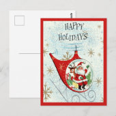 Santas Retro-Rotor-Schlitten Postkarte (Vorne/Hinten)