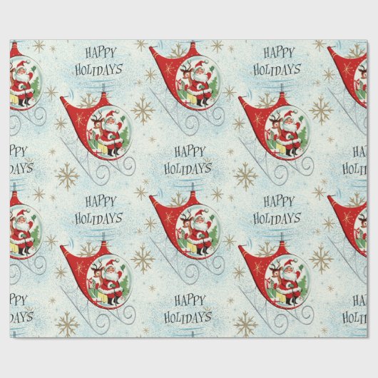 Santa's Retro Rotor Sleigh Geschenkpapier (Flach)