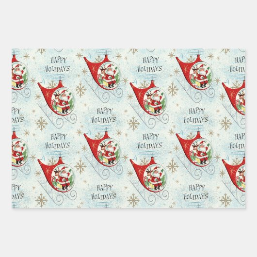 Santa's Retro Rotor Sleigh Geschenkpapier Set (Vorderseite)