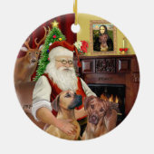 Santas Rhodesian Ridgebacks (ZWEI) Keramik Ornament (Hinten)