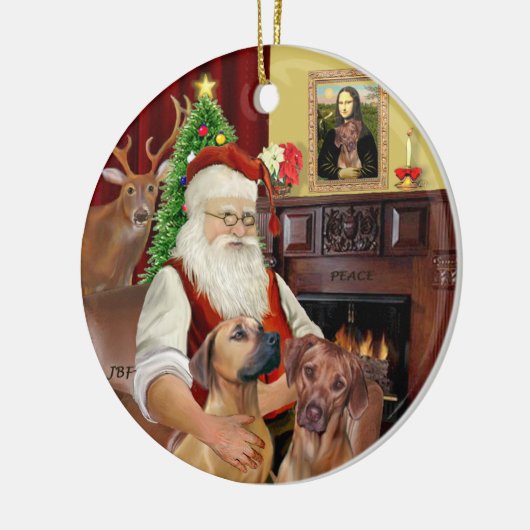 Santas Rhodesian Ridgebacks (ZWEI) Keramik Ornament (Links)