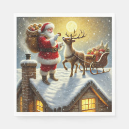 "Santa's Rooftop Leckerei: Ein Weihnachtsfeiertag  Serviette