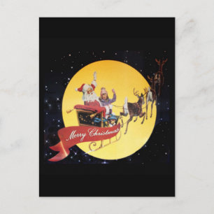 Santas Schlitten Vintage Feiertagspostkarte