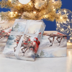 Santa's Schlittenfahrt durch schneebedeckte Wälder Geschenkpapier