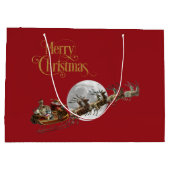 Santa's Schlittenfahrt Große Geschenktasche Große Geschenktüte (Rückseite)