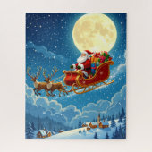 Santa's Schlittenfahrt über das Snowy Village Puzzle (Vertikal)