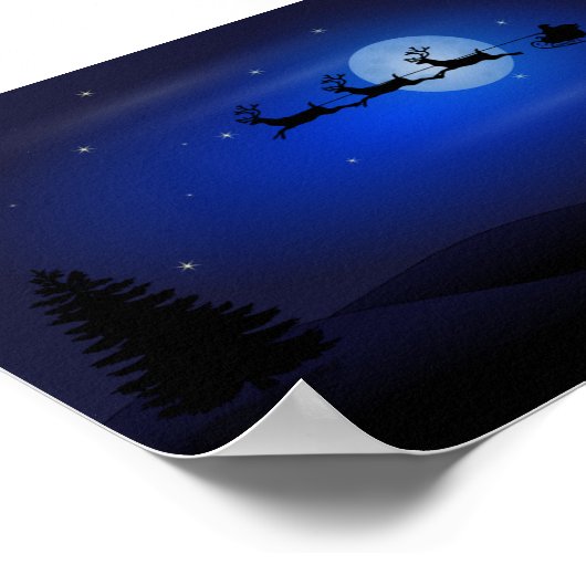 Santa's Schlittenfahrt über den Mond Poster (Ecke)