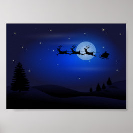 Santa's Schlittenfahrt über den Mond Poster