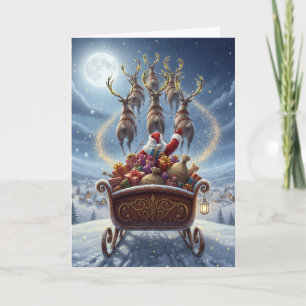 Santa's Schlittenfahrt - Weihnachtsgrußkarte Feiertagskarte