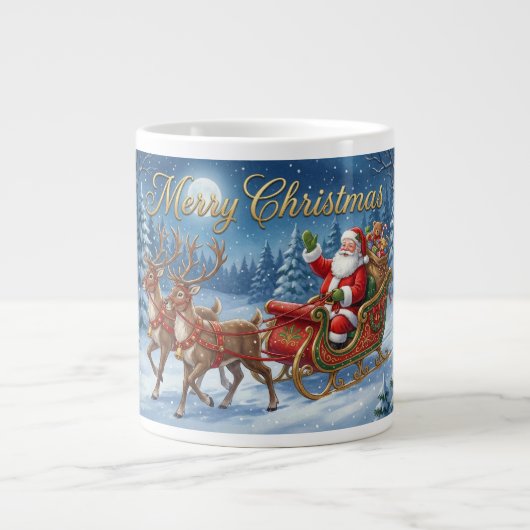 Santas Schneeschlittenfahrt Jumbo-Tasse (Vorderseite)