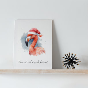 Santas Schneevogel-Flamingo, individuell anpassbar Leinwanddruck