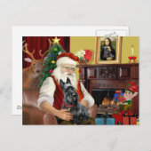 Santa's Scottish Terrier Feiertagspostkarte (Vorne/Hinten)