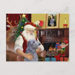 Santa's Scottsh Deerhound Feiertagspostkarte