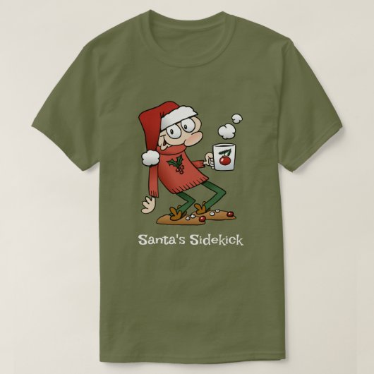 Santa's Sidekick Niedlich Funny Weihnachten Cartoo T-Shirt (Design vorne)