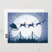 Santa's Skyline Fligh Feiertagspostkarte (Vorne/Hinten)