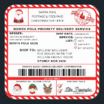 Santas Sleigh Christmas Shipping Label Sticker<br><div class="desc">Dieser Weihnachtsworkshop North Pole Postal Service Weihnachtsmarkenaufkleber ist der perfekte Weg, um Ihrer Weihnachtsverpackung ein wenig zusätzlichen Zauber hinzuzufügen. Der Aufkleber kann mit dem Namen Ihres Kindes und einer bevorzugten Art der Lieferung personalisiert werden. Der gesamte Text ist bearbeitbar und kann an Ihre Bedürfnisse angepasst werden. Für eine erweiterte Anpassung...</div>