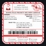 Santas Sleigh Christmas Shipping Label Sticker<br><div class="desc">Dieser Weihnachtsworkshop North Pole Postal Service Weihnachtsmarkenaufkleber ist der perfekte Weg, um Ihrer Weihnachtsverpackung ein wenig zusätzlichen Zauber hinzuzufügen. Der Aufkleber kann mit dem Namen Ihres Kindes und einer bevorzugten Art der Lieferung personalisiert werden. Der gesamte Text ist bearbeitbar und kann an Ihre Bedürfnisse angepasst werden. Für eine erweiterte Anpassung...</div>