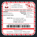 Santas Sleigh Christmas Shipping Label Sticker<br><div class="desc">Dieser Weihnachtsworkshop North Pole Postal Service Weihnachtsmarkenaufkleber ist der perfekte Weg, um Ihrer Weihnachtsverpackung ein wenig zusätzlichen Zauber hinzuzufügen. Der Aufkleber kann mit dem Namen Ihres Kindes und einer bevorzugten Art der Lieferung personalisiert werden. Der gesamte Text ist bearbeitbar und kann an Ihre Bedürfnisse angepasst werden. Für eine erweiterte Anpassung...</div>