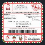 Santas Sleigh Christmas Shipping Label Sticker<br><div class="desc">Dieser Weihnachtsworkshop North Pole Postal Service Weihnachtsmarkenaufkleber ist der perfekte Weg, um Ihrer Weihnachtsverpackung ein wenig zusätzlichen Zauber hinzuzufügen. Der Aufkleber kann mit dem Namen Ihres Kindes und einer bevorzugten Art der Lieferung personalisiert werden. Der gesamte Text ist bearbeitbar und kann an Ihre Bedürfnisse angepasst werden. Für eine erweiterte Anpassung...</div>