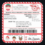 Santas Sleigh Christmas Shipping Label Sticker<br><div class="desc">Dieser Weihnachtsworkshop North Pole Postal Service Weihnachtsmarkenaufkleber ist der perfekte Weg, um Ihrer Weihnachtsverpackung ein wenig zusätzlichen Zauber hinzuzufügen. Der Aufkleber kann mit dem Namen Ihres Kindes und einer bevorzugten Art der Lieferung personalisiert werden. Der gesamte Text ist bearbeitbar und kann an Ihre Bedürfnisse angepasst werden. Für eine erweiterte Anpassung...</div>