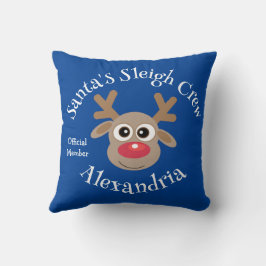 Santa's Sleigh Crew Cartoon Reindeer Niedlich Blue Kissen