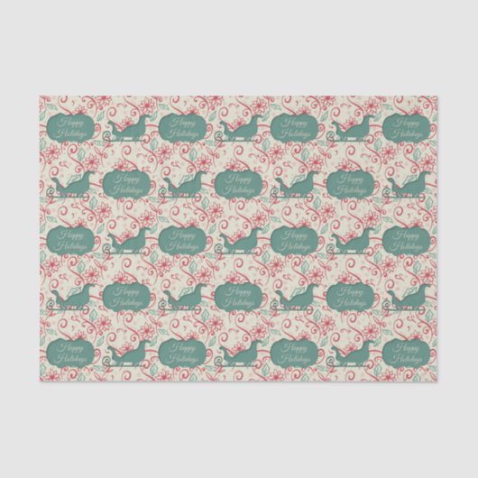 Santas Sleigh Cutout Happy Holidays Blüh Seidenpapier (Vorderseite)