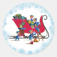 SANTA'S SLEIGH & ELVES by SHARON SHARPE