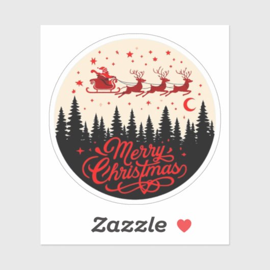 Santa's Sleigh Frohe Weihnachtswald Szene Art" Aufkleber (Blatt)