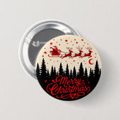 Santa's Sleigh Frohe Weihnachtswald Szene Art" Button (Vorne & Hinten)