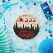 Santa's Sleigh Frohe Weihnachtswald Szene Art" Pappteller (Party)