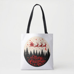 Santa's Sleigh Frohe Weihnachtswald Szene Art" Tasche