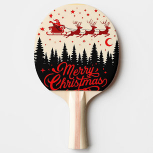Santa's Sleigh Frohe Weihnachtswald Szene Art" Tischtennis Schläger