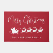 Santas Sleigh Merry Christmas Red Fußmatte (Vorderseite)