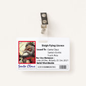 Santa's Sleigh Novelty License for Kids Abzeichen Ausweis (Vorderseite mit Klammer)