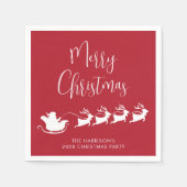 Santas Sleigh Red Christmas Party Serviette (Vorderseite)