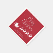 Santas Sleigh Red Christmas Party Serviette (Ecke)