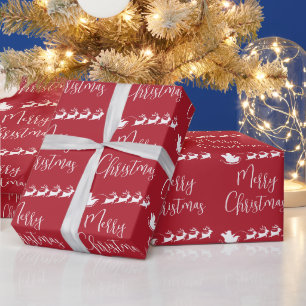 Santas Sleigh Red Merry Weihnachten Geschenkpapier