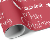 Santas Sleigh Red Merry Weihnachten Geschenkpapier (Rolleneckpunkt)