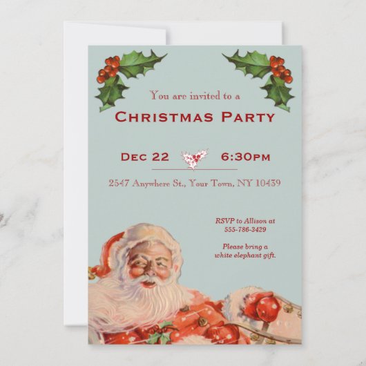 Santas Sleigh Ride Custom Party Einladung (Rückseite)