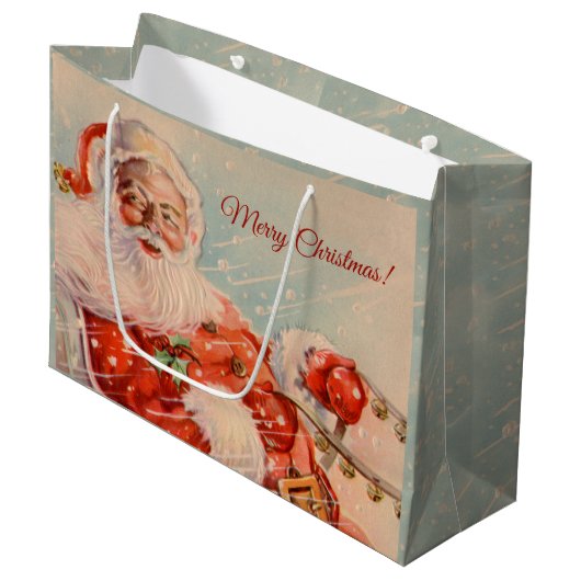 Santas Sleigh Ride Große Geschenktüte (Vorderseite Schrägansicht)