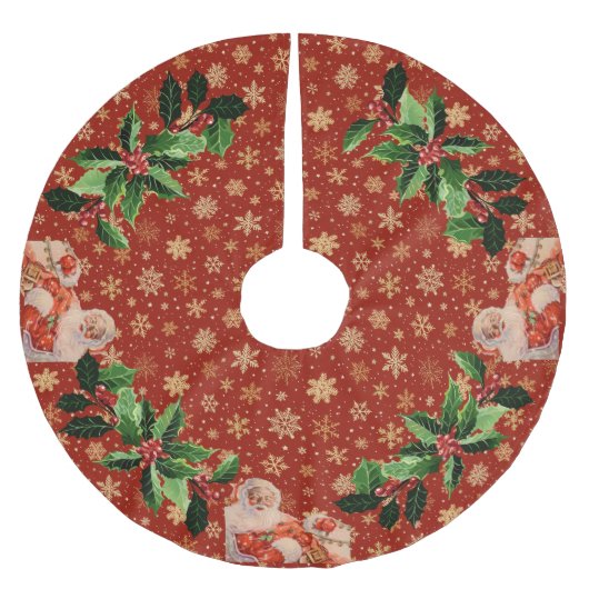 Santas Sleigh Ride Kariert Polyester Weihnachtsbaumdecke (Vorderseite)